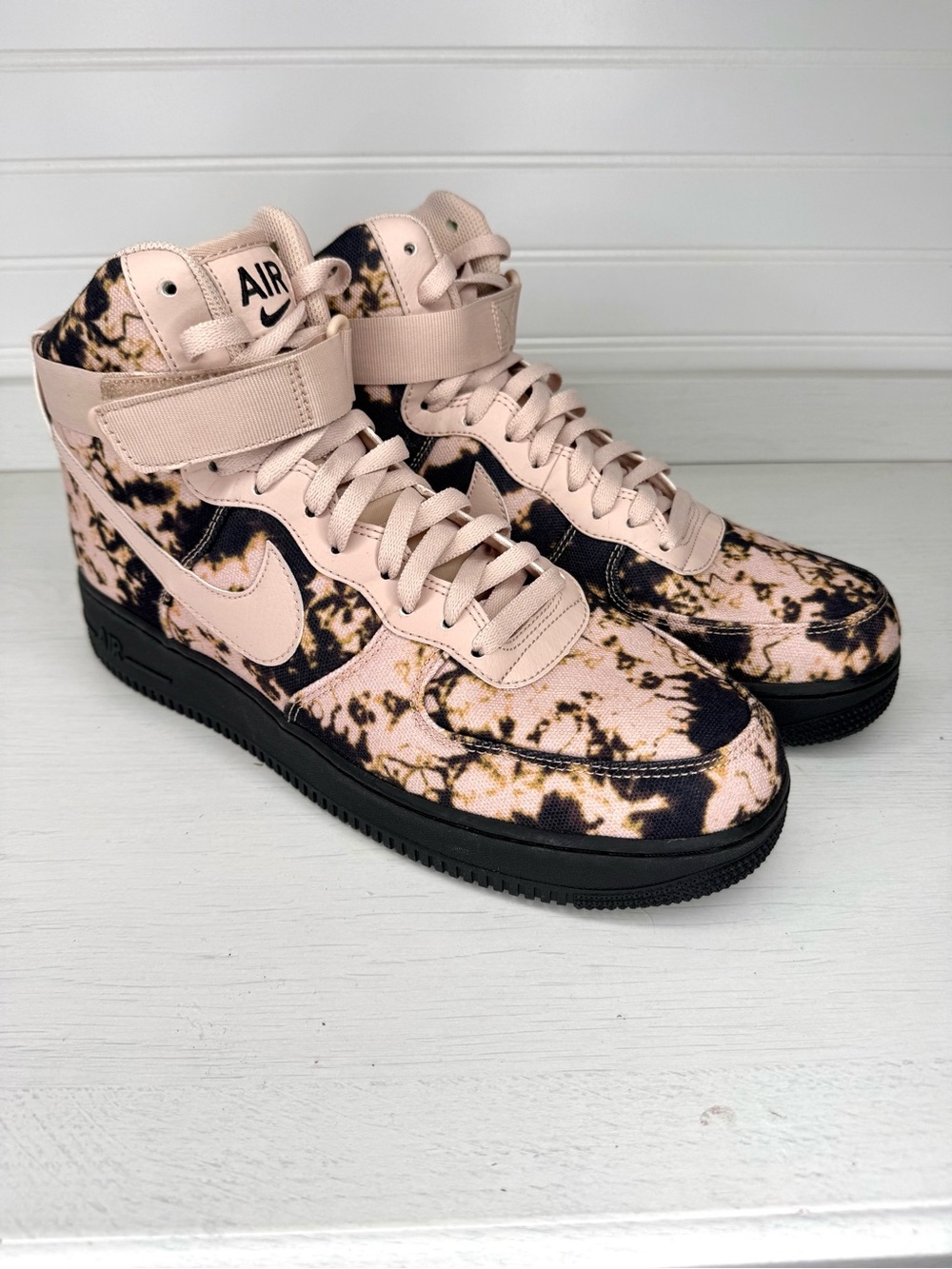 NWT Nike Air Force 1 High Acid Wash Print Particle Beige Men Size 12 AR1954-001